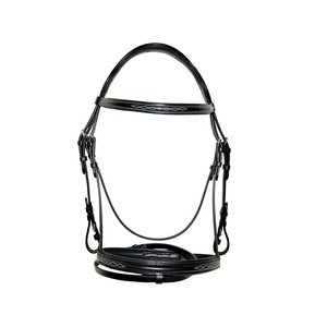 Bridon en cuir de qualité supérieure rembourré avec un design à fil blanc, produits équestres, accessoires SS, fabricant indien - Product Image 1