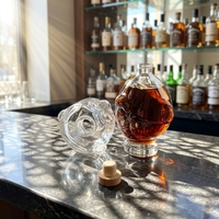 Bouteille à liqueur en verre cristal de 950 ml à grande capacité, motif visage en relief, personnalisable avec logo, idéale pour le stockage du whisky et du vin de fruits – Meilleure vente