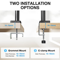 Soporte de Escritorio Ajustable para Dos Monitores Zhongjia, Brazo de Aleación de Aluminio con Resorte de Gas, Inclinación de 90 Grados, Giro de 180 Grados, Rotación de 360 Grados