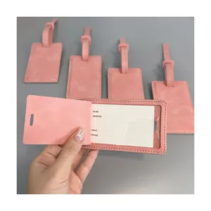 Etiquetas de equipaje de cuero PU en blanco personalizadas de viaje Ins Girls Pink