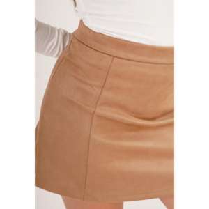 Mini-jupe en suède à volants, taille haute, en similicuir, douce et tendance pour femme - Product Image 1