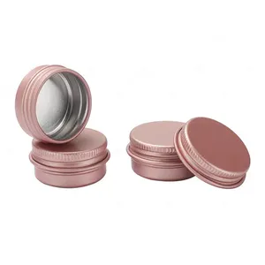 10ml 10g 36*18mm pequeño mini metal escarcha Rosa latas de aluminio latas tarros recipientes con tapas de tornillo para bálsamo labial cosmético