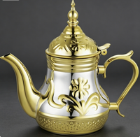 Théière en acier inoxydable doré et argenté de style marocain, nouveau design, 0,8/1,0/1,2 L