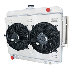 Radiateur 4 rangées + ventilateur avec cache pour <span class=keywords><strong>Dodge</strong></span> <span class=keywords><strong>Charger</strong></span> 500 R/T 7.2L Big Block 1966-1969 <span class=keywords><strong>1968</strong></span> - Product Image 1