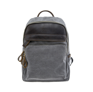 17SC-6355D gris clásico calidad lienzo mochila de viaje de Caballo Loco de hombro de cuero de <span class=keywords><strong>la</strong></span> <span class=keywords><strong>vaca</strong></span>, bolsa de paquete - Product Image 1