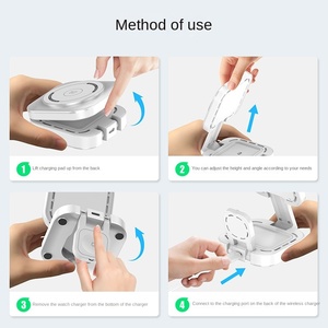 3 Trong 1 Có Thể Gập Lại Sạc Trạm Không Dây Sạc Nhanh Cho Samsung <span class=keywords><strong>Galaxy</strong></span> Thông Minh Đồng Hồ Earbuds Cạnh Giường Ngủ Sạc <span class=keywords><strong>Dock</strong></span> - Product Image 2