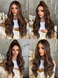 Parrucca Frontale in Pizzo 13x4 con Onde Morbide Marrone <span class=keywords><strong>Caramello</strong></span>, <span class=keywords><strong>Capelli</strong></span> Umani, Densità 150, Senza Colla, Nodi Decolorati, per Donna, Aspetto Naturale - Product Image 5