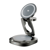 Chargeur sans fil magnétique 3-en-1 Y329 et batterie externe en alliage de zinc avec support rotatif à 360°, sortie 5W-25W pour iPhone et Apple Watch