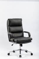 Chaise de bureau de direction moderne à dossier haut en cuir PU, design ergonomique, hauteur réglable, coussin rembourré doux, accoudoirs en acier chromé