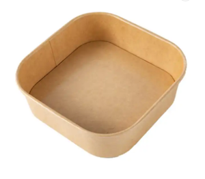 Saladier rectangulaire rond jetable en papier avec couvercle en papier et couvercles en plastique - Product Image 2