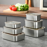 Boîte de conservation alimentaire hermétique en acier inoxydable 316 avec couvercle en verre, boîte de conservation pour la cuisine, boîte de rangement alimentaire