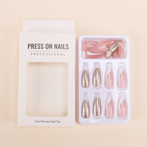 ปลายเล็บปลอมสไตล์ยุโรปและอเมริกาแบบถอดได้ประดับกากเพชรแบบฝรั่งเศส - Product Image 3