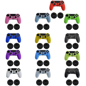 Silicone Cover case Button Cap Set for <strong>PS4</strong> <strong>Controller</strong> Protective case Cover with 2pcs Thumb Grips