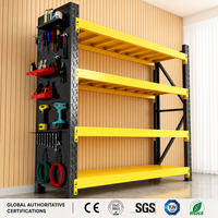 Étagère de rangement pour outils industriels avec panneau perforé, unité d'étagère réglable en acier pour garage et atelier