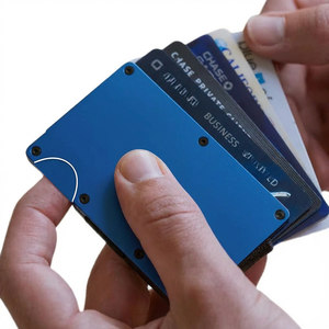 Portefeuille en aluminium anti-RFID avec logo personnalisé pour homme, pince à billets, faible MOQ, organisateur de cartes minimaliste pour poche avant, sans fermeture, 13 mm d'épaisseur - Product Image 1