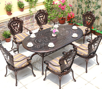 Tables et chaises de jardin en fonte pour balcon, tables et chaises d'extérieur pour villa, tables et chaises européennes de loisirs en aluminium moulé