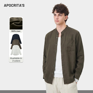 <span class=keywords><strong>เสื้อ</strong></span>เชิ้ตผ้าลินินคอจีน<span class=keywords><strong>ผู้ชาย</strong></span> ดีไซน์ใหม่ปี 2026 แขนยาว สไตล์จีน ลำลอง ติดกระดุม สำหรับฤดูร้อน - Product Image 1