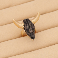 Nouvelle bague bohème tête de taureau personnalisée, bijou vintage fait main, chic et élégant, accessoire pour femme en résine acrylique et lucite incrustée R108