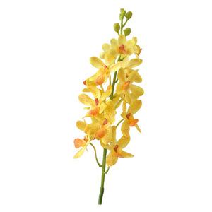 Fleurs d'orchidées Vanda artificielles Yoshinobu en soie polyester, 16 pièces, branche unique, plante décorative d'intérieur, jaune, rouge, blanc - Product Image 5