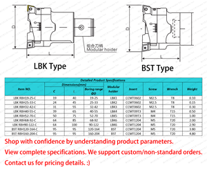 CNC TWN/<span class=keywords><strong>RBH</strong></span> yükseltilmiş çift kenarlı kaba sıkıcı aracı çelik ayarlanabilir Anti titreşim karbür sıkıcı Bar btbt50 BT30 - Product Image 2