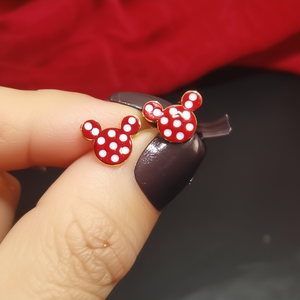 Pendientes de Mickey Mouse con Diseño de Puntos Rojos, Acero Inoxidable 316L, Baño de Oro PVD, Joyería de Moda - Product Image 3