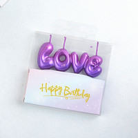 Bougies d'anniversaire populaires en gros, lettres d'amour dorées, bougies de déclaration pour la Saint-Valentin, décorations pour mariages et fêtes