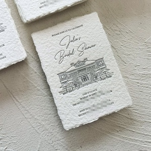 Tarjetas de Invitación de Boda Hechas a Mano con Impresión en Vainilla, Grabado en Relieve, Sobres Verdes Saga (Impresión Personalizada) - Product Image 1