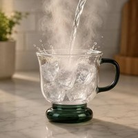 Taza de Café Infantil de Vidrio Borosilicato Resistente al Calor de 200 ml, Hecha a Mano, con Asa de Color y Base Gruesa para Espresso y Latte, en Oferta