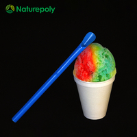 Cuillère-paille écologique en PLA, biodégradable, compostable, durable, pour boissons froides, desserts, logo personnalisé