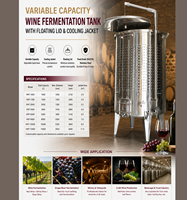 Cuve de fermentation de vin en acier inoxydable à capacité variable avec couvercle flottant et chemise de refroidissement – Vente directe usine