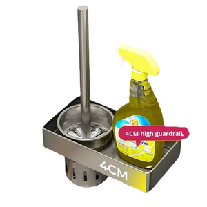 Set portaspazzolino da bagno in metallo moderno e sostenibile casa non usa angoli morti Kit tozzo scopino tozzo - Product Image 1