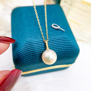 WENCHI S925 จี้เงินพร้อมลูกปัดขนาด 7-10 มม. DIY อุปกรณ์เสริมไข่มุกสร้อยคอผู้หญิงแบบเรียบง่ายสีขาวทองรุ่น 10429 จีน - Product Image 3