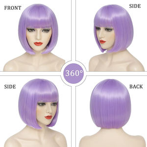 Peluca sintética con flequillo, corte Bob recto, pelucas cortas para mujer, peluca de mamá y abuela, pelo suave Natural - Product Image 4