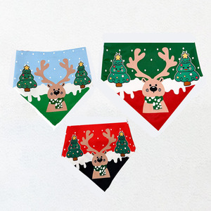 Yisi Pet Christmas Triangular Bib Reindeer Print Dog Cat <b>Scarf</b> Winter Accessory - Product Image 1