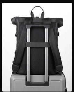 15.6" Unisex Waterproof PU <b>Laptop</b> <b>Backpack</b> Polyester Zipper Closure Large Capacity Eco-Friendly Arcuate Shoulder Strap Outdoor - Product Image 4