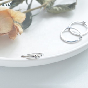 Nhẫn Wuqie Phong Cách Hàn Quốc Cho Nữ, Nhẫn Bằng Đá CZ Đơn, Trang Sức Bạc Thật, Thiết Kế Đơn Giản - Product Image 4