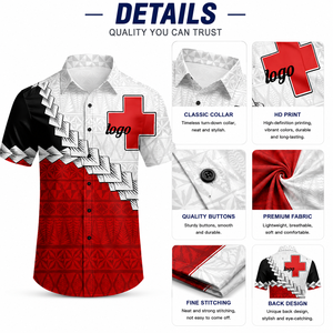 Camisa Hawaiana Personalizada de las Islas Cook, Polinesia, Samoa, Tonga, Fiyi, Tahití, Aloha, Tribal, para Hombre, Vacaciones en la Playa, con Logotipo - Product Image 3