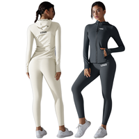 PASUXI Ensemble de yoga pour femmes très vendu, 2 pièces, veste de sport zippée respirante, leggings taille mi-haute, entraînement, évacuation de l'humidité, détente