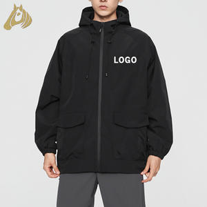 Entrega Rápida Jaqueta Masculina Impermeável Preta Personalizável com LOGO Casaco Leve e Confortável para o Dia a Dia - Product Image 1