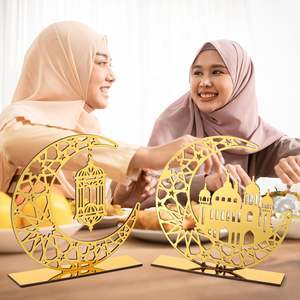 ป้ายอะคริลิคสีทองดวงจันทร์2ชิ้นสำหรับตกแต่งงานปาร์ตี้มุสลิมเครื่องประดับดาวกลวงสำหรับร้านอาหารอิสลาม - Product Image 4