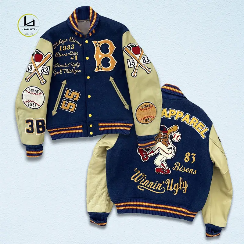 letterman jacket manufacturers wholesale chenille applique embroidered varsity jacket custom y2k vintage winter jacket baseball