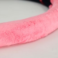Housse de volant en peluche douce personnalisée, motif visage de fille mignon et cœur, accessoire de voiture, faible MOQ, fabricant OEM ODM