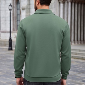 Sudadera polo casual de manga larga con media cremallera y bolsillo para hombre, venta al por mayor - Product Image 3