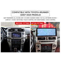 Autorradio Android 15 de 12.3 Pulgadas 2 Din con Carplay, GPS y Asistencia de Marcha Atrás para Toyota 4Runner 2007-2023