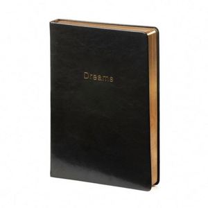Custom A5 Black Leather Hardcover <b>Journal</b> 100 Sheets Gold Edge Thermal Binding with Custom Logo and Printing - Product Image 1