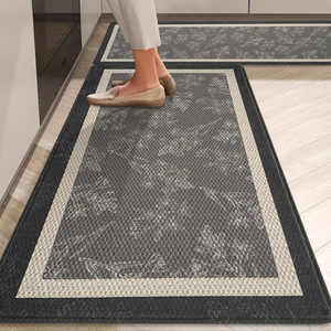 Tapis de cuisine belge en velours rectangulaire antidérapant, lavable, résistant aux taches, imperméable, en fibre de polyester, couleur unie - Product Image 4
