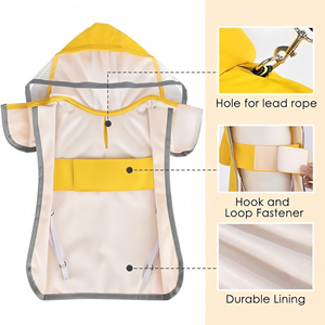 100% Waterproof <strong>Nylon</strong> Pet <strong>Raincoat</strong> S-XL Hooded Reflective Strip Rainwear Storage Pouch Adjustable Dog for Poncho for Hiking - Product Image 2