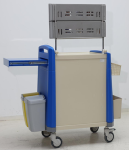 EM-ET088 의료 핫 세일 ABS 플라스틱 서랍 알루미늄 합금 기둥 비상 트롤리 플로트 - Product Image 4