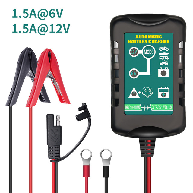 6V 12V Automatic Battery Charger 1.5A Automatic Battery Maintainer Trickle Battery Charger Smart Float Charger