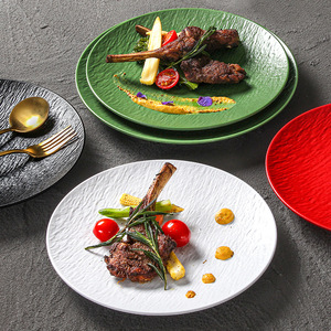 Xiangyuan melamine tableware <b>plates</b> for restaurants and hotels, featuring a high-end stone-patterned embossed <b>pasta</b> <b>plate</b>, - Product Image 1